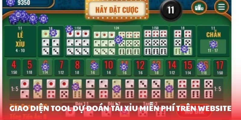 Giao diện tool dự đoán tài xỉu miễn phí trên website